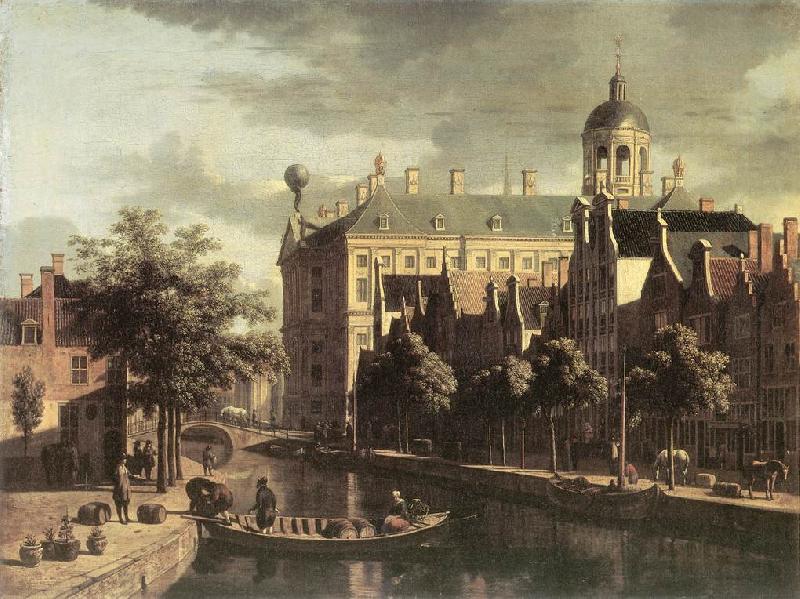 BERCKHEYDE, Gerrit Adriaensz. Amsterdam, the Nieuwezijds near the Bloemmarkt Germany oil painting art